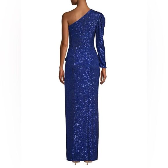 NWT- Jay Godfrey Andi Sequin One-Shoulder Gown Midnight Blue - Picture 3 of 9